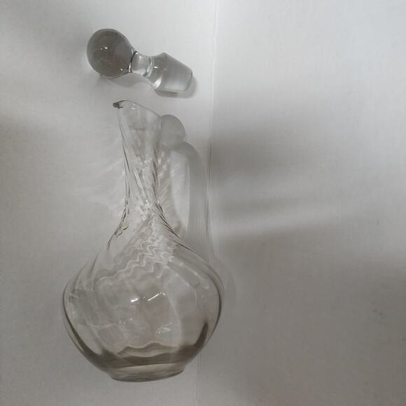 Romanian Tall Swirl Patten Crystal Decanter Stopper Frosted Handle - Picture 6 of 10